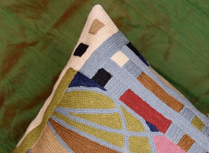 Hundertwasser Modern Pillow Cover Contemporary Pillowcase Accent Outdoor Pillows Abstract Couch Cushion Farmhouse Throw Pillows | Mid Century Chair Cushions | Handmade Wool Size 18x18