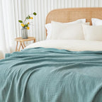 EMME Cotton Blanket Twin XL for Bed Soft Muslin Blankets 66"x90" Lightweight Breathable Layering Bedspread Coverlet All Season Gauze, Teal