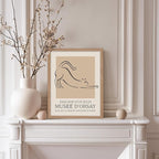 Poster Master Vintage Poster - Retro Minimalist Print - Gift for Artist, Housewarming - Cat, Line Drawing, Sketch, Abstract - Wall Decor for Living Room, Bedroom, 11x14 Beige Framed