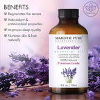 Majestic Pure Lavender Essential Oil with Glass Dropper - 4 Fl Oz Pack of 2-100% Pure and Natural Lavender Oil - Premium Grade Essential Oils for Diffuser, Aromatherapy, Soap and Candle Making
