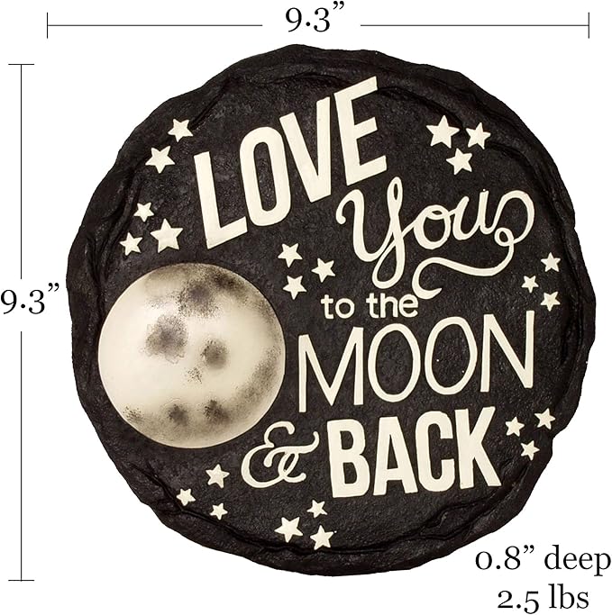 Spoontiques - Garden Décor - Moon & Back Stepping Stone - Decorative Stone for Garden