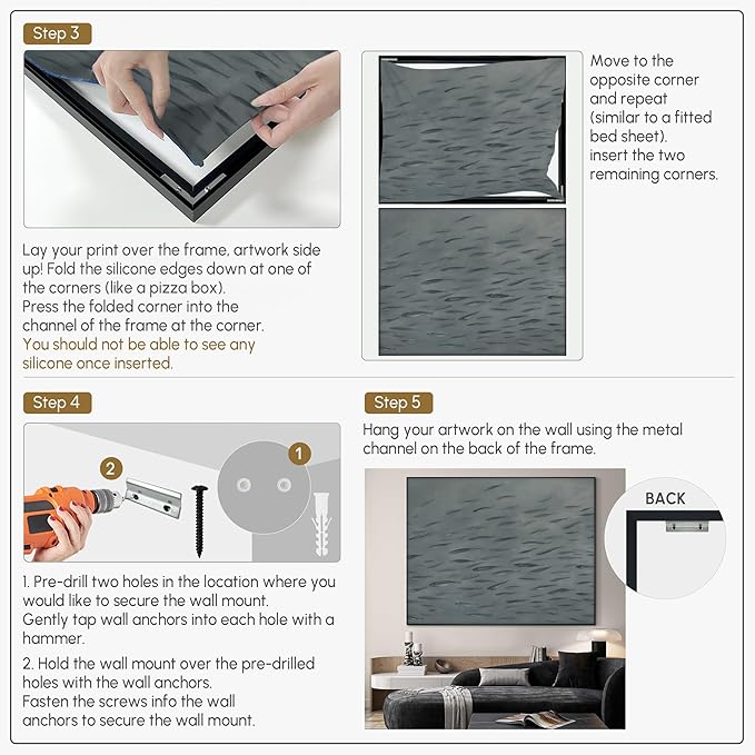 SIGNWIN 36"x46" Extra Large Framed Wall Art Gray School of Fish Minimalist Ocean-Inspired Marine Life Illustration for Home Living Room Bedroom Decor (Frame Assembly Required)