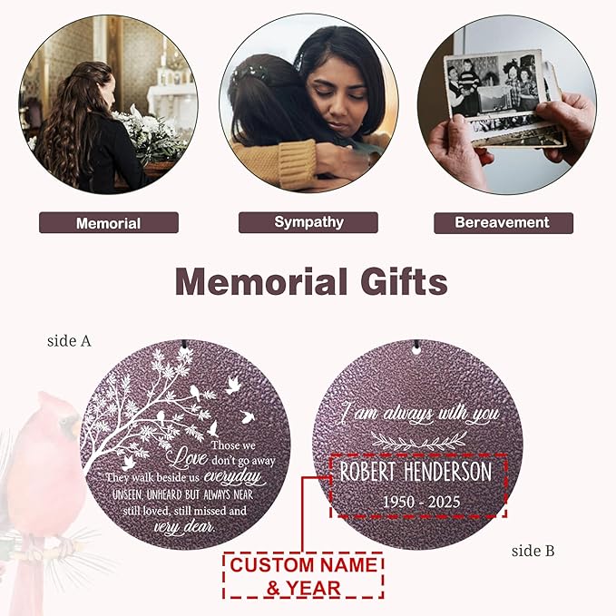 ASTARIN 36" Deep Tone Personalized Wind Chime Memorial, Tree of Life Custom Sympathy Gifts for Loss of Mom/Dad, Bird Remembrance Wind Chimes for Grieving Funeral Condolences(Produced in USA)