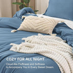 Litanika Comforters Queen Size Ocean Blue, 3 Pieces Lightweight Solid Bedding Set & Collections, All Season Fluffy Bed Set (90x90 Inches Comforter & 2 Pillowcases)