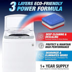 Washing Machine Cleaner Tablets 28 Pack for HE Top Load - Eco Friendly Washer Machine Cleaning Tablets - 3 Layers Septic Safe Wash Machine Full Deodorizer Descaler Protector - 1 Plus Year Supply