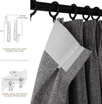 Gray Pinch Pleat 100% Blackout Drapes Linen Blend, Room Divider, Room Darkening, Energy Saving, Furniture Protecting, Light Blocking Extra Wide Privacy Curtains, 200Wx108L, 1 PC