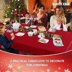 sancua Rectangle Tablecloth - 70 x 90 Inch - Stain and Wrinkle Resistant Washable Polyester Table Cloth, Decorative Fabric Table Cover for Dining Tables, Buffet Parties, Christmas Red