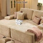 ovios 81" Oversized Sectional Double Lounge Chaise with Cloud Plush Sofa Bed, No Assembly Required, Fluffy Modern Sleeper Loveseat Chair for Indoor Living Room Bedroom Reading, Beige (Plush Fabric)