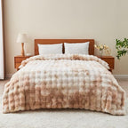 RYNGHIPY Faux Rabbit Fur Bed Throws Fluffy Warm Throw Blanket for Sofa Couch Soft Plush Decorative Blanket Thick and Heavy Cute Bubble Furry Blanket (Light Tan, 51''x63'')