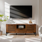 Bme Millie Solid Wood TV Stand for TVs up to 65 Inches, Modern Farmhouse TV Stand with Rustic Charm, TV Stands for Living Room, Chestnut