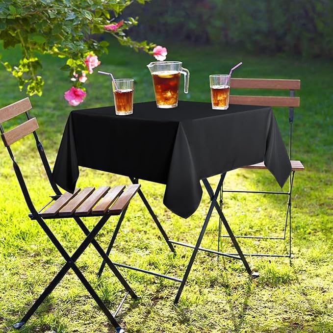 sancua Small Square Tablecloth 36 x 36 Inch Black, Stain and Wrinkle Resistant Washable Polyester Table Cloth for Dining Buffet Party Decorative Fabric Table Cover for Nightstand End Bedside Tables