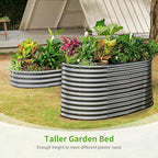 Land Guard 8x4x3ft Oval Galvanized Raised Garden Beds, Large-Capacity Metal Planter Box Outdoor, Durable Deep Raised Garden Bed 3ft Tall, Raised Beds for Gardening Vegetables, Modern Gray