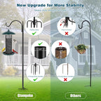 Gtongoko 63 Inch Shepherds Hooks for Outdoor with 5 Prongs Base, Adjustable Bird Feeder Pole Garden Hooks for Hanging Lanterns, Plants Baskets, Hummingbird Feeders, 2 Pack