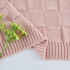 CozeCube Check Knit Throw Blanket, Pink Checkered Throw for Couch, Decorative Christmas Soft Cozy Warm Knitted Blanket for Bed Sofa Living Room, 50"X60"