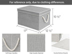 StorageWorks Storage Bins with Lids, Decorative Storage Boxes with Lid and Soft Rope Handles, Foldable Storage Baskets for Closet, Shelves, Stackable, Gray, Jumbo, 3-Pack
