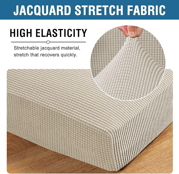 H.VERSAILTEX Super Stretch Individual Chaise Cover Sectional Couch Covers for L Shaped Sofa Both Left/Right Featuring Thick Jacquard Textured Twill Fabric (1 Piece Chaise Cover Large, Island Fossi)