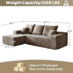HYJT-H&K Modular Sectional Sofa Cloud Couch, 107" Comfy L Shaped Sectional Couches for Living Room, Deep Seat Memory Foam Plush Fluffy Corduroy Boneless Couch Sectionals Left Facing Sofa Chaise Brown