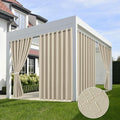 HolidayIdeas Linen Outdoor Curtains for Patio Waterproof 4 Panels Cream Outside Curtains 84 inch Length-Indoor/Outdoor Gazebo Wide Curtains Weatherproof, Privacy for Pergola, Porch, Cabana 110"x84"