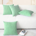 CaliTime Throw Pillow Covers Decorative 18 X 18 Inches Pack of 4 Cozy Chenille Cushion Cases for Couch Sofa Bed Living Room Home Grey Green