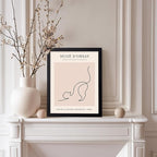 Poster Master Vintage Poster - Retro One Line Cat Drawing Print - Cat Art - Minimal Gift for Men, Women, Animal Lover - Abstract Wall Decor for Home, Office, Bedroom, 8x10 Black Framed
