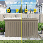 230 Gallon Outdoor Deck Box,Storage Lockable Waterproof Patio Furniture,Garden Tools,Cushions,Pool Accessories Outside Storage Resin Box(Grey)