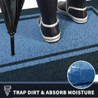 PURRUGS Dirt Trapping Door Mat 34" x 60", Non-Slip/Skid Machine Washable Entryway Rug, Shoes Scraper, Area Rug, Super Absorbent Welcome Mat for Muddy Wet Shoes and Paws, Light Blue & Navy