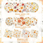 Fall Party Supplies - 60Pcs Autumn Thanksgiving Plates and Napkins Pumpkin Maple Leaf Table Decorations for Fall Birthday,Thanksgiving Party
