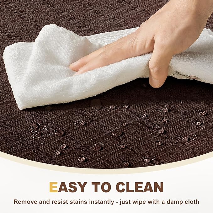 downluxe Chair Cushions for Dining Chairs, Waterproof Kitchen Chair Pads, Non-Slip Dining Seat Cushion with Ties, 17" x 16" x 2.5", Brown, 4 Pack