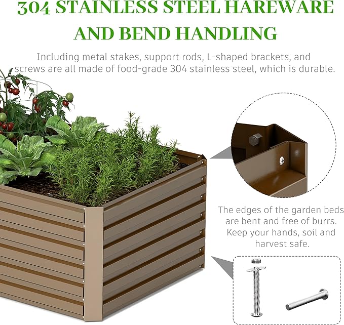8x4x2 ft Outdoor Raised Garden Bed, Large Metal Planter Raised Beds, Planters for Outdoor Plants for Vegetables, Flowers, Herbs, Fruits, and Succulents.(2 Pcs)