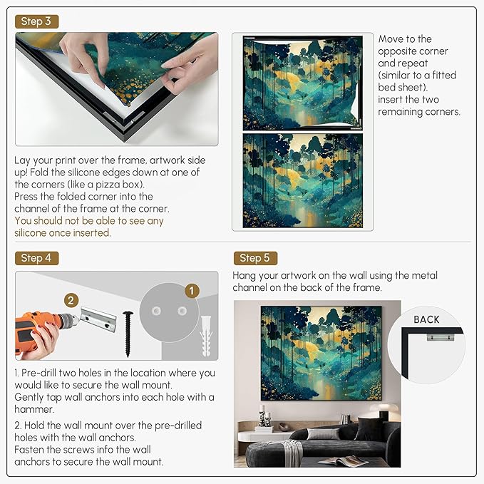 SIGNWIN 46"x60" Extra Large Framed Wall Art Whimsical Fantasy Forest, Vibrant Nature Landscape for Home Living Room Bedroom Decor (Frame Assembly Required)