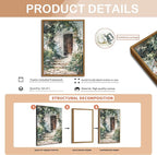 Floating Framed Canvas Vintage Wall Art, Rustic Cottage Spring Garden Oil Paintings Print, Country Floral Pictures Wall Decor for Living Room Bedroom Office Home Decor 12x16 inch