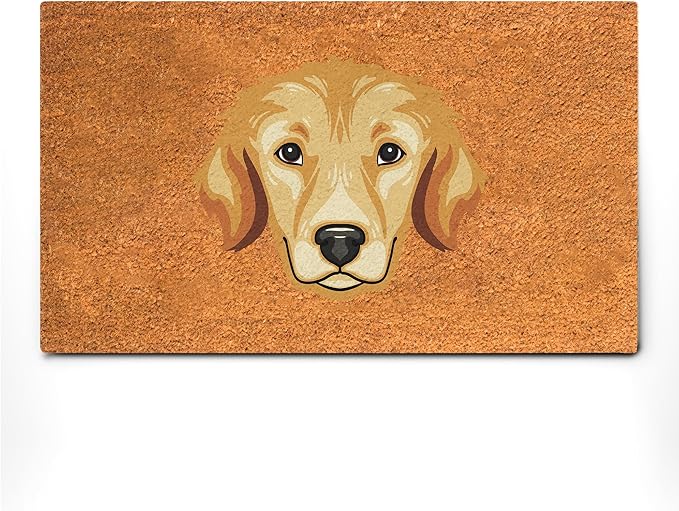 PLUS Haven Coco Coir Door Mat with Heavy Duty Backing, Natural Welcome Bull Dog Doormat, 17.5”x 30” for Entrance, Front Porch, Easy to Clean Entry Mat, Outdoor and Indoor Uses