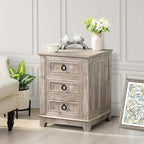 18" Farmhouse Night Stands Set of 2 with Charging Station, 2 & 3 Drawers End Table Dresser for Bedroom, Oak Wooden Nightstand, Bed Side Table with Open Shelf, Bedside Cabinet for Living Room