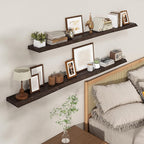 Axeman 72 inch Extra Long Floating Shelves for Wall - 8'' D Live Edge Rustic Solid Elm Wood Floating Shelves Wall Mounted, Wall Shelves with Invisible Bracket for Living Room Bedroom Kitchen, Walnut