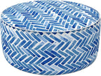 LVTXIII Indoor/Outdoor Inflatable Ottoman, All Weather Round Footrest Stool D21”x H9”, Portable for Patio Garden Camping or Home-Blue Bricks