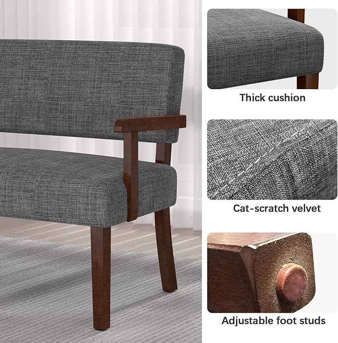 Accent Chair 2 Seat, Arm Chairs with Soft Seat and Armrests for Living Room, Love seat for Dining, Reading, and Waiting Rooms (Gray)
