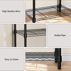 4 Tiers Shelf Metal Storage Shelves Wire Rack Closet Organizers with Wheel for Garage Kitchen Bathroom Laundry Black 11.8" D x 17.7" W x 41.9" H