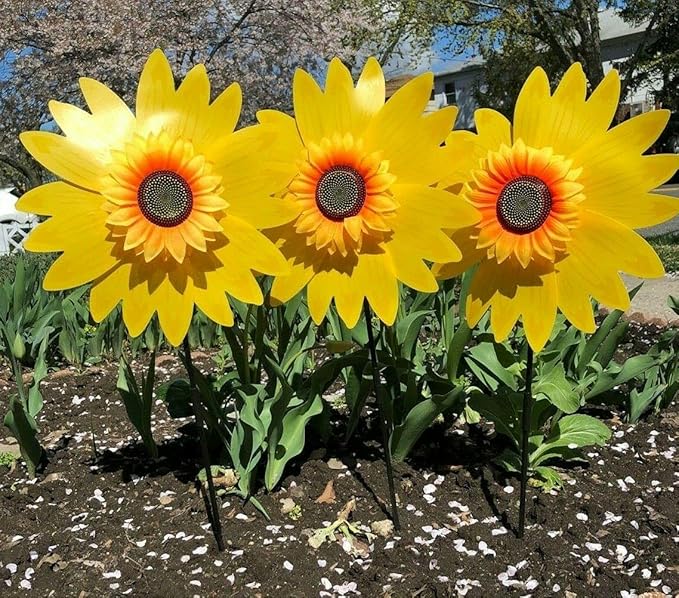 Pack of 3X Yellow Sunflower Windmill Wind Spinner Decoration Home Yard Garden Decor