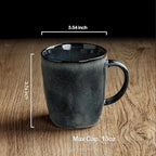 famiware Coffee Mugs Set of 4, Ocean Square 13oz Coffee Cup Set with Handle for Cocoa, Milk, Hot Chocolate, Stoneware Cups for Kitchen, Reactive Glaze, Microwave and Dishwasher Safe, Deep Forest