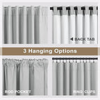 Light Gray Blackout Linen Curtains 108 Inches Long 2 Panel for Sliding Glass Door Puddle Length Floor to Ceiling Drape Lightweight Thermal Black Out Curtain for Bedroom Living Room Heather Grey Silver