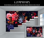 WFBHUA-Dark Floral Wallpaper Watercolor Pink and Blue Flower Wall Mural for Bedroom (Not Peel and Stick)