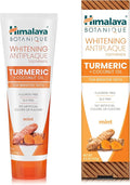 Himalaya Botanique Turmeric & Coconut Oil Whitening Antiplaque Herbal Toothpaste, Whitens Teeth, Fluoride Free, No Artificial Flavors, SLS Free, Vegan, Cruelty Free, Foaming, Mint Flavor, 4 Oz, 1 Pack
