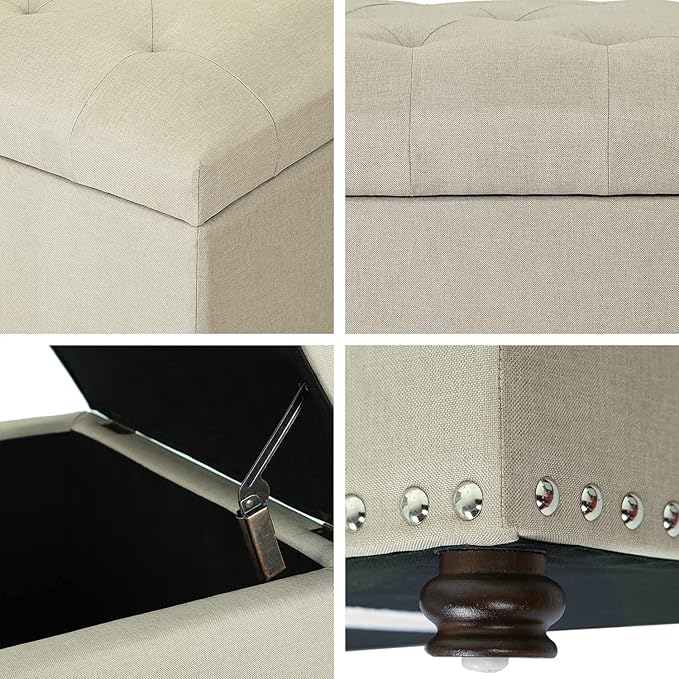 Joveco Storage Ottoman Bench Rectangular Fabric Organization Tufted Footrest for Living Room Bedroom, Upholstered Padded Footstool Coffee Table Seat with Lift Top