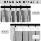 Macochico Pinch Pleated Blackout Linen Curtains 96 Inches Long 100% Light Blocking Burlap Curtains for Bedroom Living Room Thermal Window Panels with Tieback 72”Wx96”L Light Grey 1 Panel