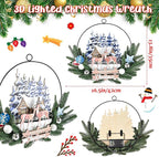 Light up Christmas Wreaths for Front Door, Welcome Metal Wooden Door Wreath Decor Hanging Sign, 30 LED Lighted Wall Decor Battery Operated for Halloween Indoor Outdoor (Deer)