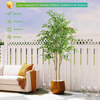 Tall UV Resistant Ficus Tree Artificial，7ft(84in) Realistic Texture Potted Faux Ficus Tree， Fake Trees Indoor Outdoor for Home Office Living Room Bedroom Foyer Porch Decor.