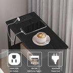 TUTOTAK Narrow Night Stand with Charging Station, Slim End Table with Plugins, Tall Side Table with 3 Fabric Drawer, Small Bedside Table with Storage, Set of 2, Living Room, Bedroom, Black TB01BK073