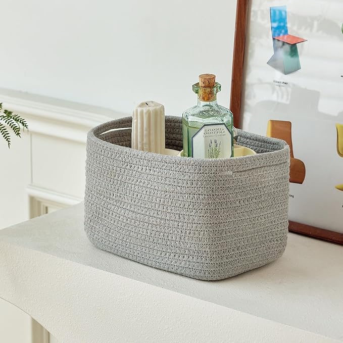 Small Baskets Set of 3-11"x7"x7" Perfect Toy Baskets for Storage, Ideal Storage Basket for Cube, Towels, and More - Basket for Shelves （Grey)