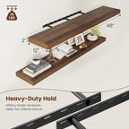 Wide Floating Shelves for Wall 12 Inch Deep, 48" X 12" X 2" Floating Shelf, 2 Inch Thick Shelf for Bathroom Bedroom Kitchen Book Room, Heavy Duty 75lbs Shelves for Farmhouse Decor Set of 2, Walnut