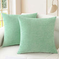 CaliTime Throw Pillow Covers Decorative 22 X 22 Inches Pack of 2 Cozy Chenille Cushion Cases for Couch Sofa Bed Living Room Home Grey Green
